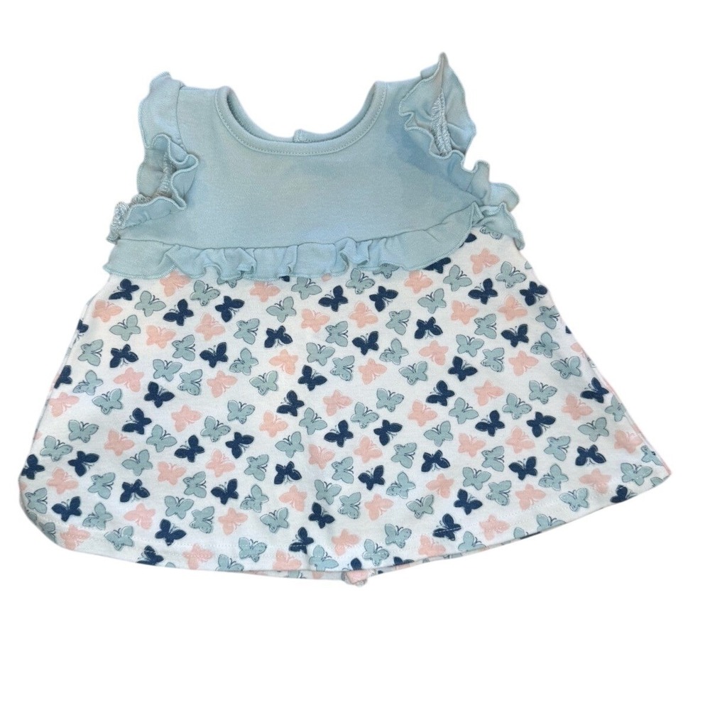 Harry & Violet Baby Girls Light Blue Butterfly Ruffle Dress‎ 3-6 Months